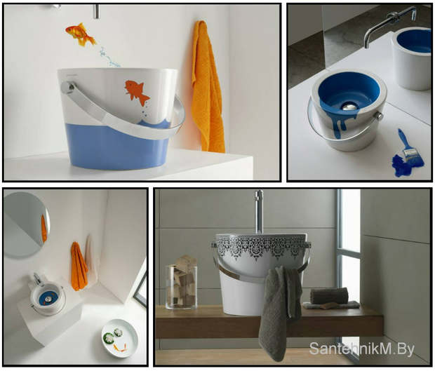 коллекция раковин Bucket, изготовленных в виде ведер и представленных компанией Scarabeo Ceramiche